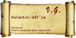 Valentin Géza névjegykártya